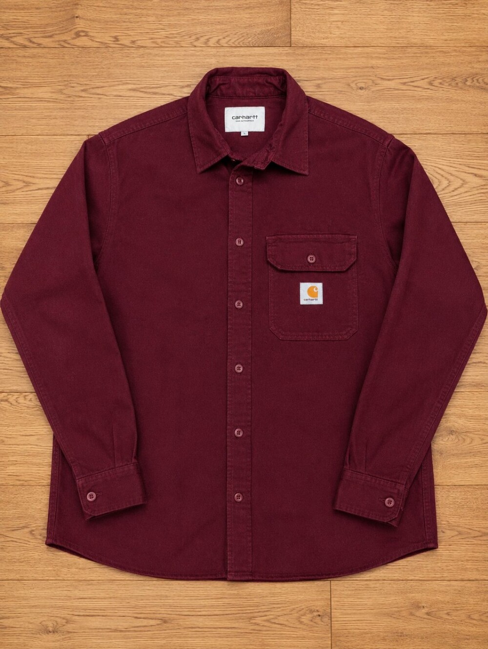Carhartt Men's Burgundy Long-Sleeve Button-Down Work Shirt
